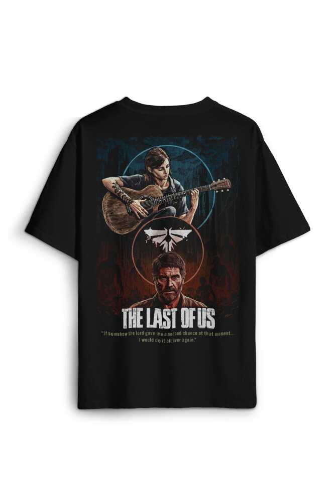 Siyah Oversize Gamer The Last Of Us Joel Ellie Game Movie Oyun Unisex Relax Fit Tişört