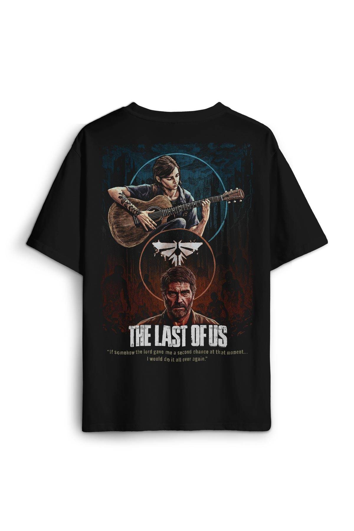 Siyah Oversize Gamer The Last Of Us Joel Ellie Game Movie Oyun Unisex Relax Fit Tişört - 1