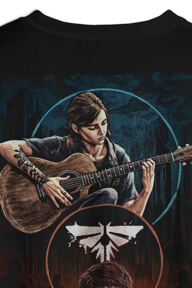 Siyah Oversize Gamer The Last Of Us Joel Ellie Game Movie Oyun Unisex Relax Fit Tişört - 3