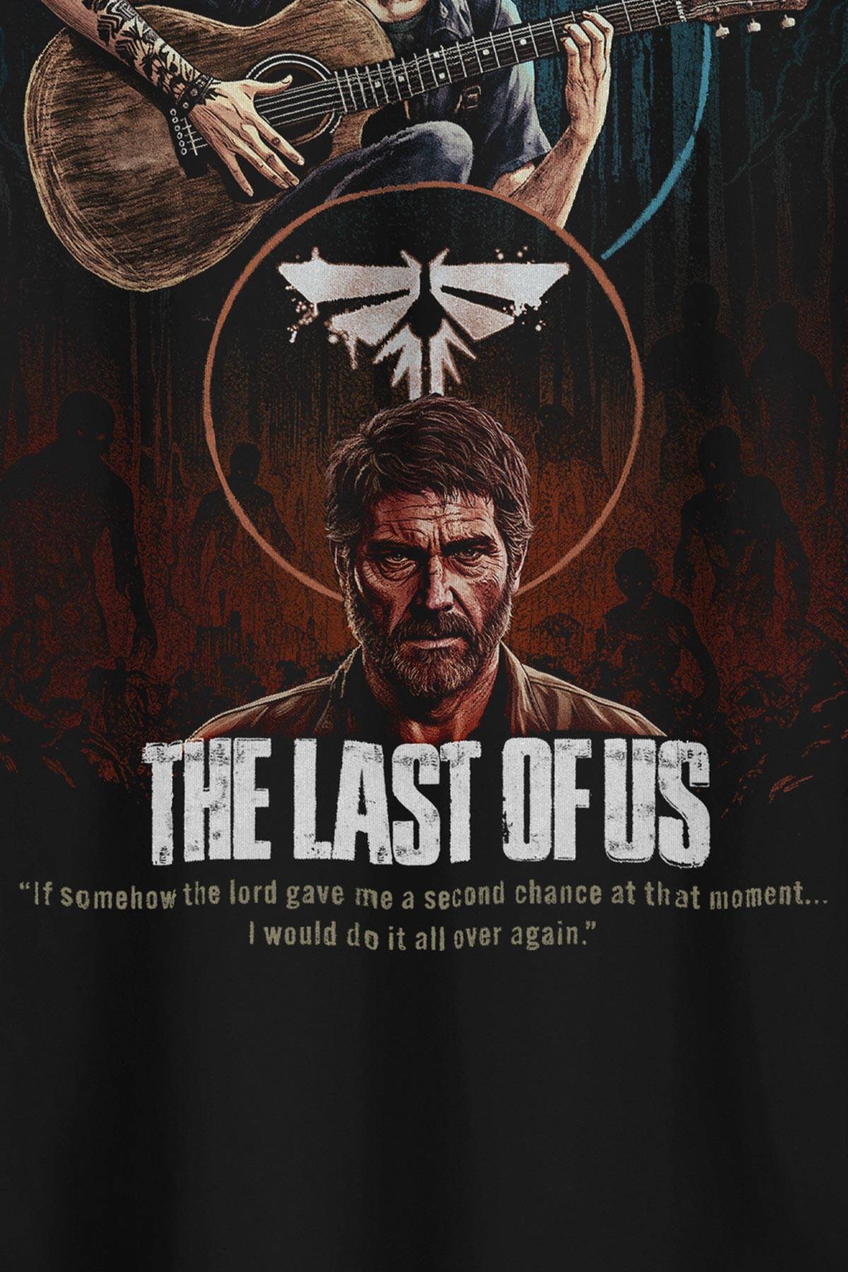 Siyah Oversize Gamer The Last Of Us Joel Ellie Game Movie Oyun Unisex Relax Fit Tişört - 4