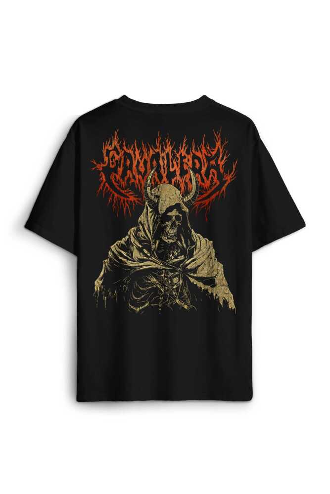 Siyah Oversize Tişört Cavalera Metal Music Sepultura Guitar Drum Rock Gitar Baskılı Unisex