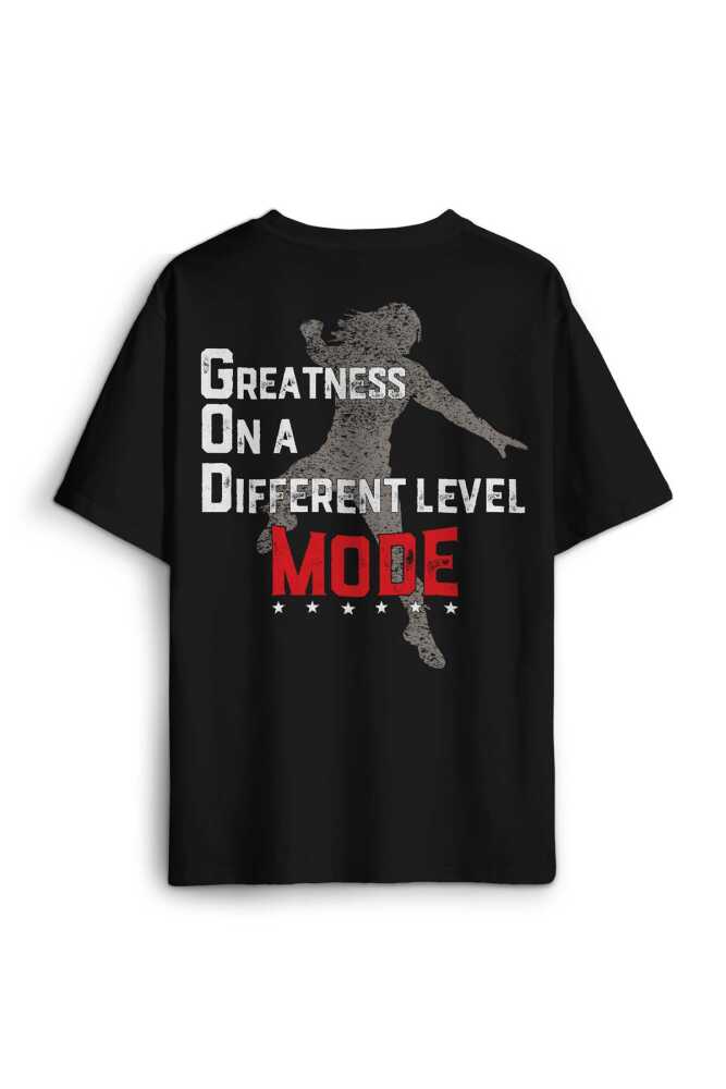 Siyah Oversize Tişört God Mode Roman Reigns Amerikan Güreşi Spor Boks Sırt Ön Baskılı Unisex