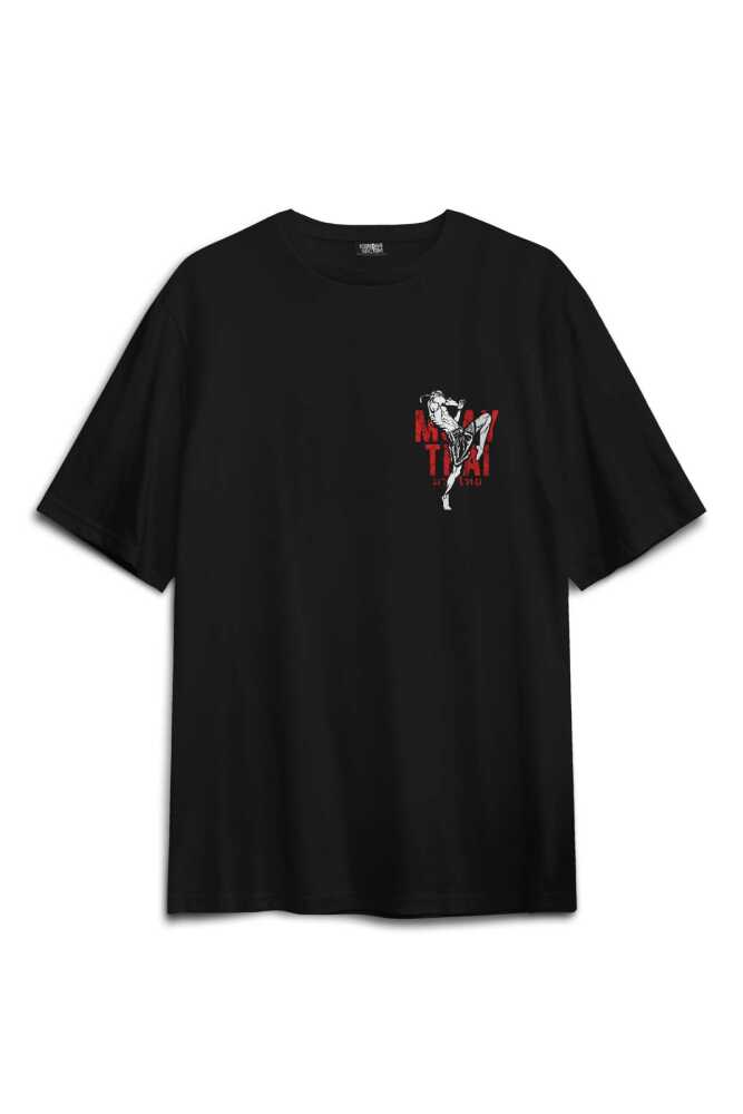 Siyah Oversize Tişört Muay Thai Fight The Art Of Fighting Dövüş Sırt Ön Baskılı Unisex (1)