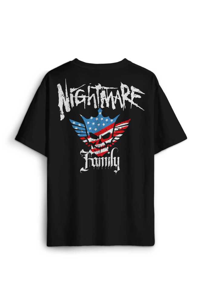 Siyah Relax Fit Cody Rhodes Nightmare Family Wwe Amerikan Güreşi Gym Baskılı Oversize T-shirt