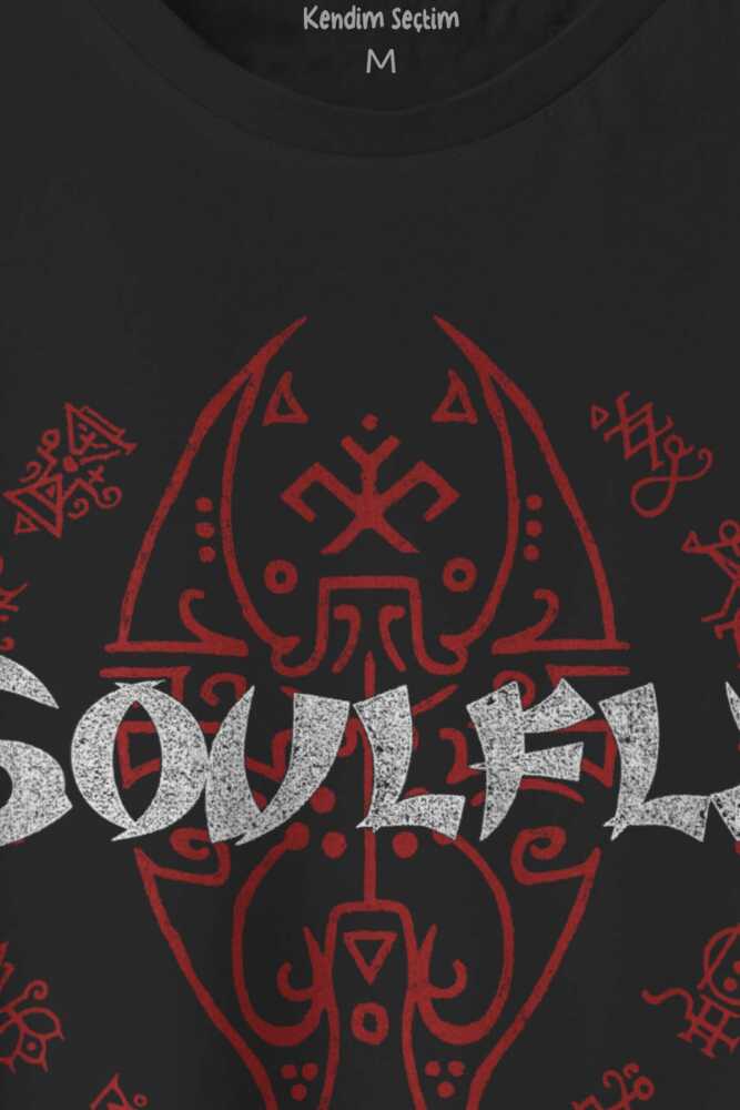 Siyah Renk Tişört Soulfly Baskılı Unisex Regular Fit Pamuklu (1)