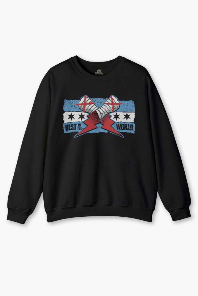 Eldiven Blue Flag CM Punk Mavi Bayrak Fitness Spor Baskılı Siyah Sweatshirt