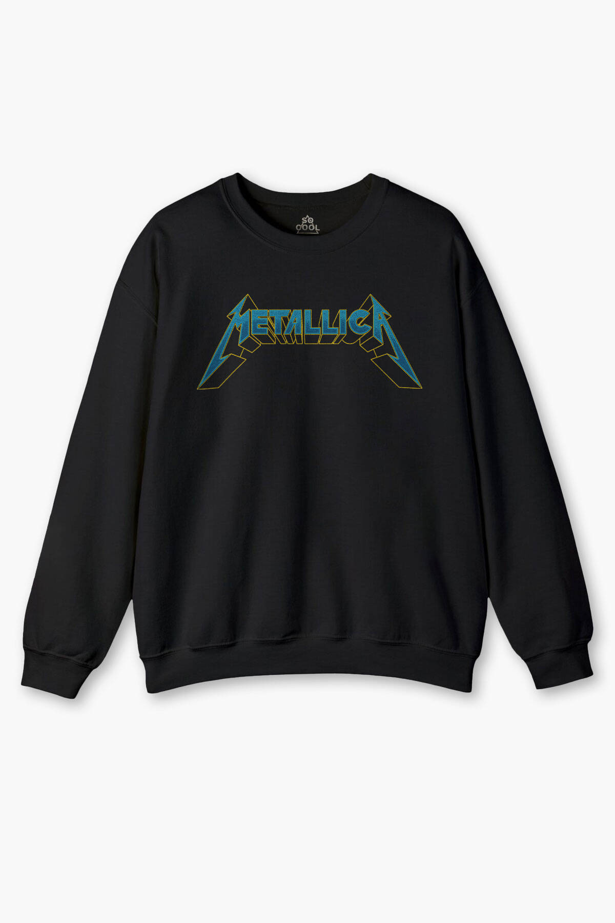 Siyah Sweatshirt Metallica Baskılı Unisex Regular Fit Guitar Metal Music