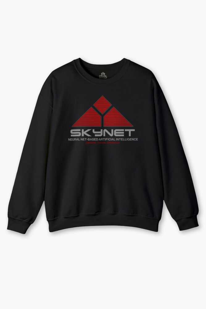 Siyah Sweatshirt Yapay Zeka SkyNet Terminator Artificial Intelligence AI Baskılı Sweat - 1