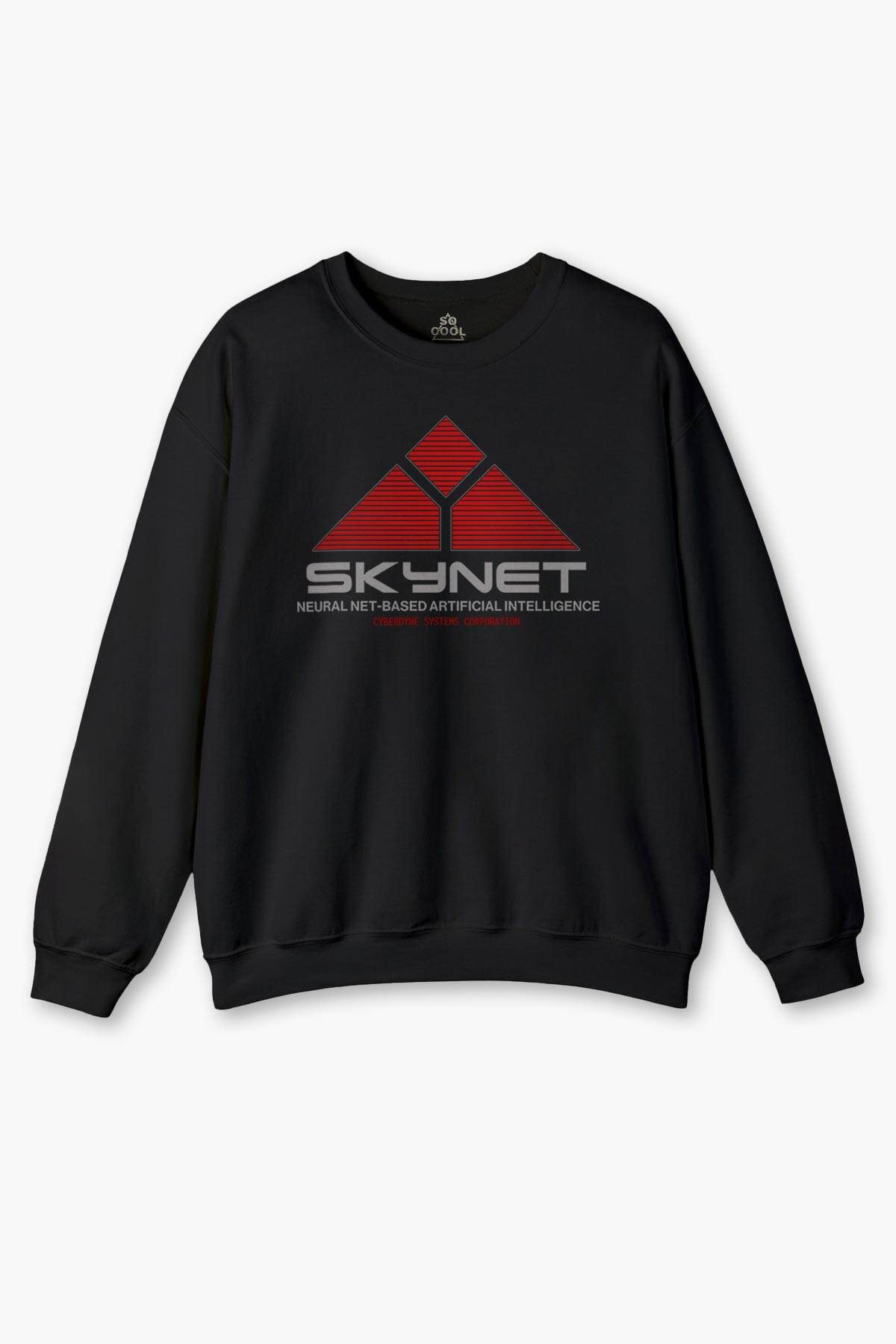 Siyah Sweatshirt Yapay Zeka Skynet Terminator Artificial Intelligence AI Baskılı