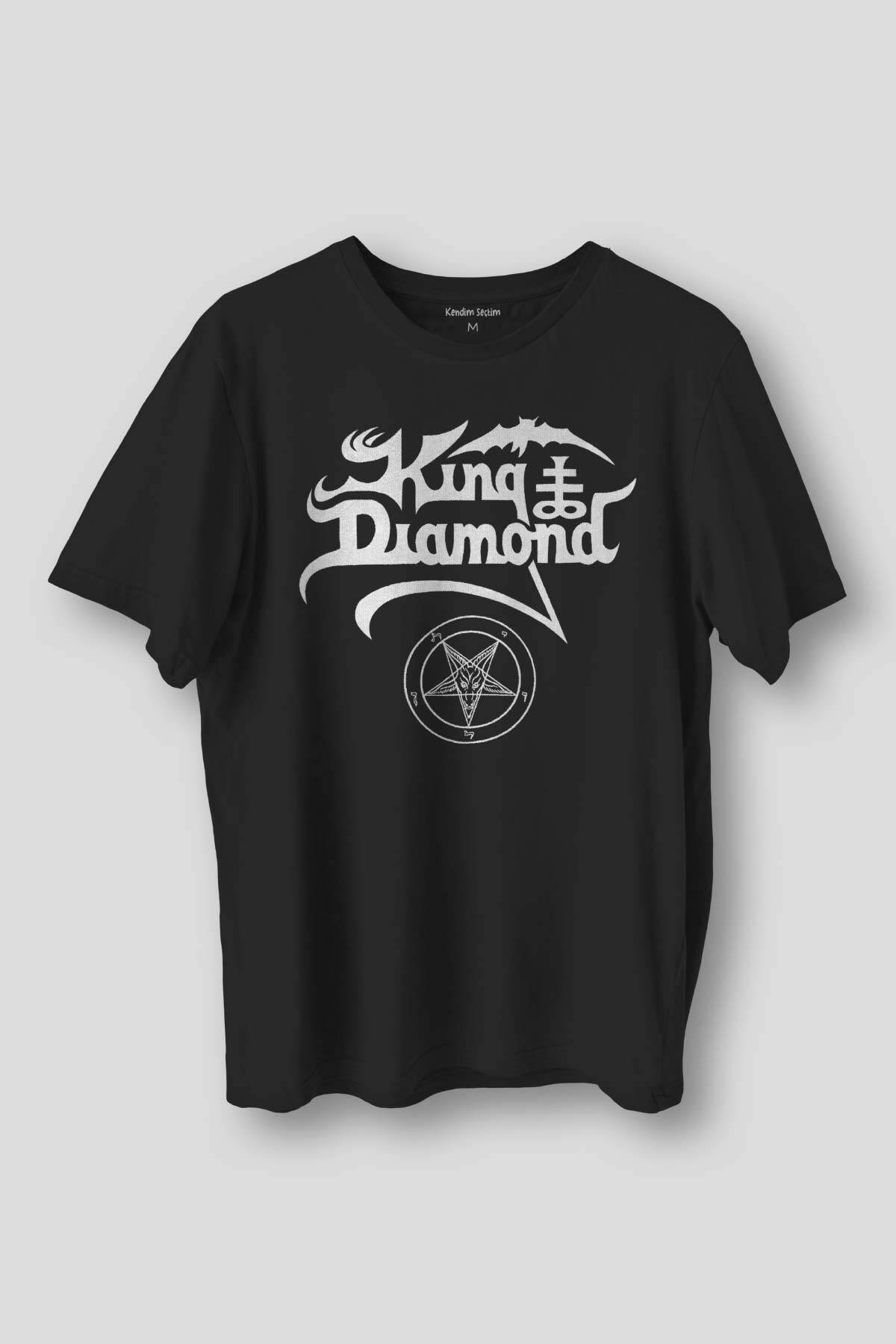 Siyah T-shirt King Diamond Heavy Metal Mercyful Fate Guitar Gitar Baskılı Unisex Tişört