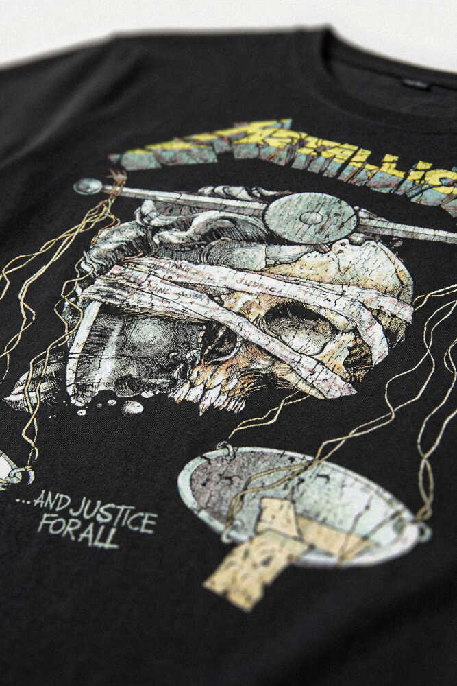 Metallica And Justice for All Rock Metal Music Baskılı Siyah Tişört (1)