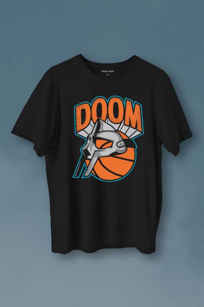 Mf Doom Basketbol Hip Hop Rap Maske Mask Baskılı Siyah Tişört Unisex