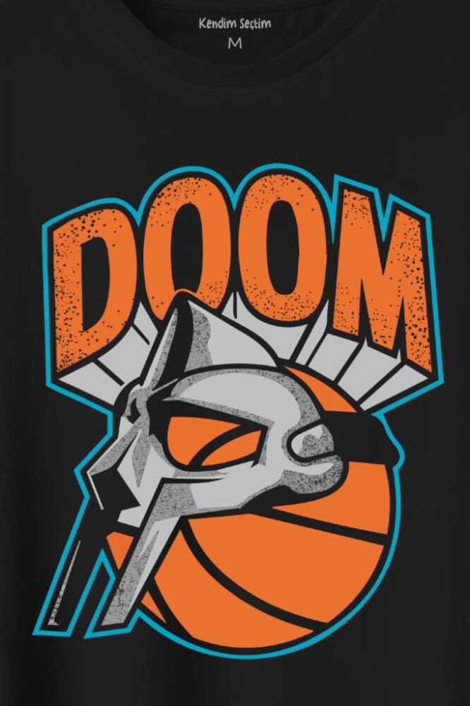 Mf Doom Basketbol Hip Hop Rap Maske Mask Baskılı Siyah Tişört Unisex (1)