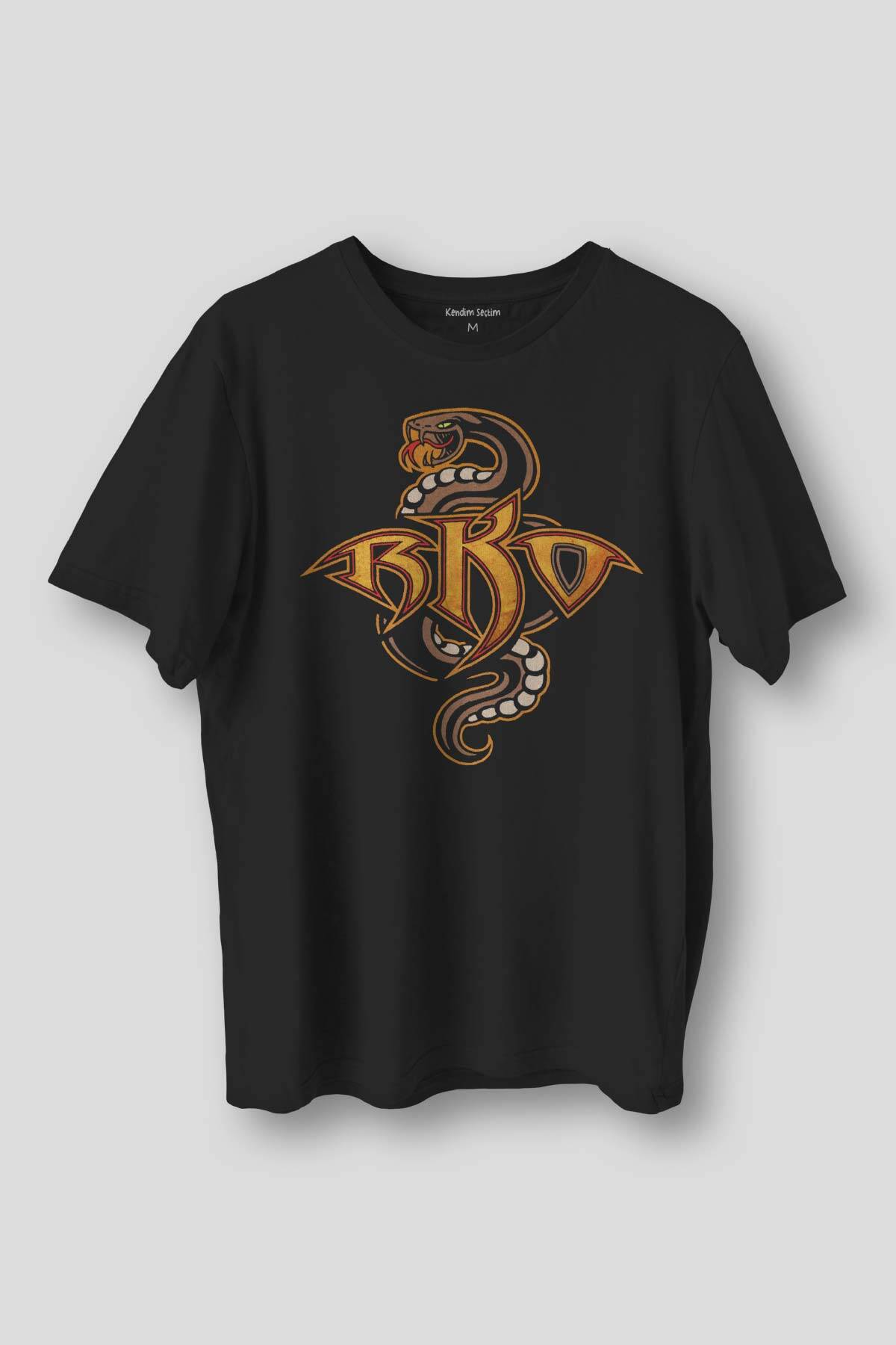 Siyah T-shirt Randy Orton Yılan RKO Wwe Fight Güreş Gym Spor Baskılı Tişört
