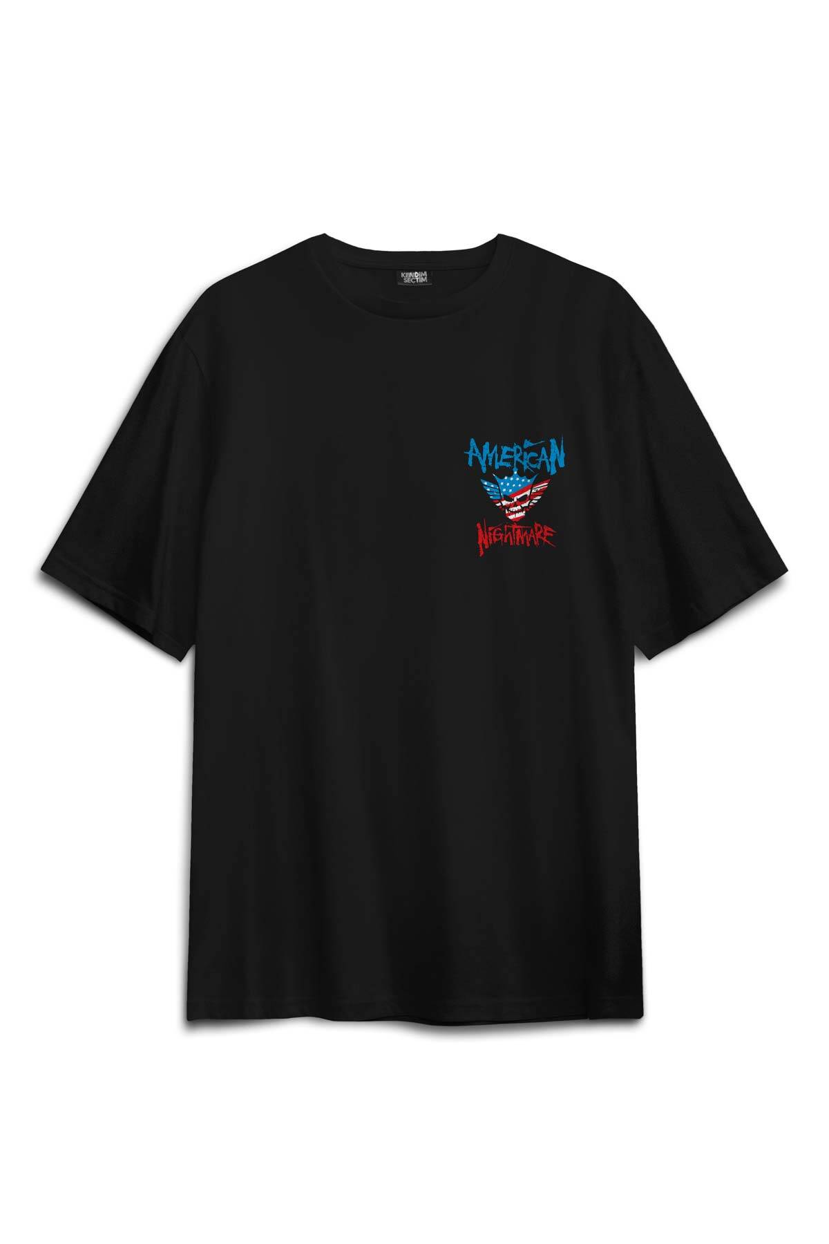Cody Rhodes American Nightmare Wwe Güreş Gym Sırt Ön Baskılı Siyah Oversize Unisex Tişört (1)