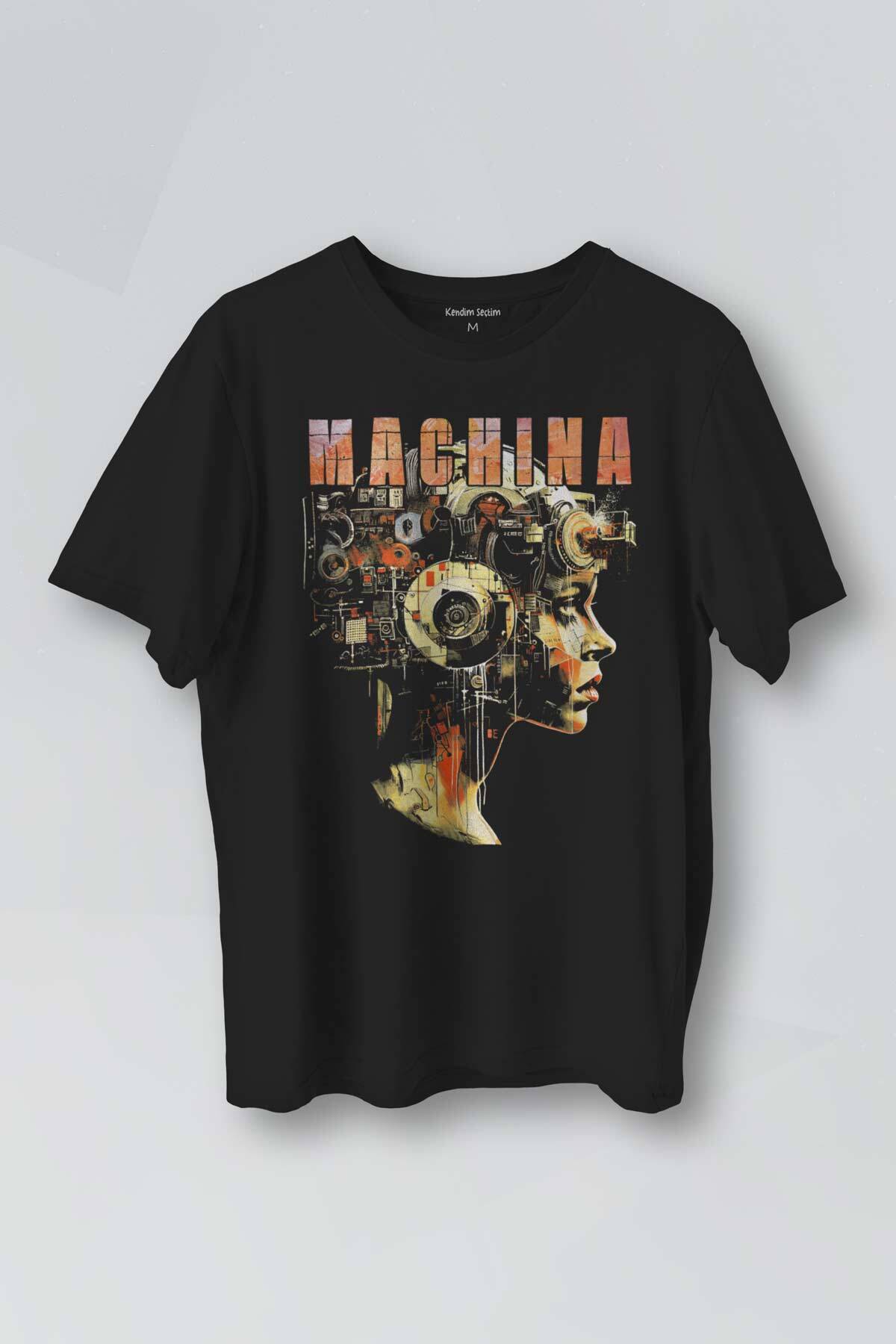 Siyah Tişört Machina Yapay Zeka AI Computer Baskılı Unisex