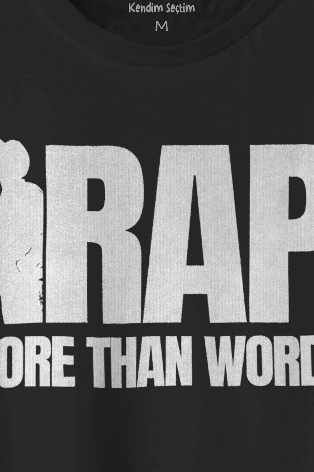 Siyah Tişört RAP More Than Words Turkish Rap Hip Hop  Eminem Tupac Baskılı Regular Fit T-shirt - 2