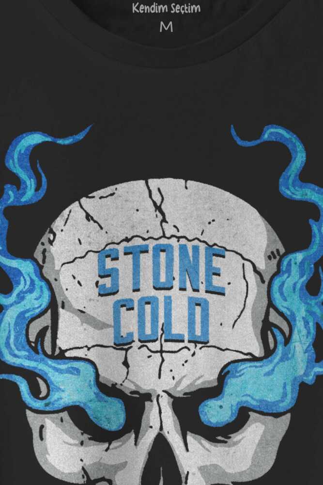 Stone Cold Wwe Fight Gym Spor Dövüş Baskılı Siyah Erkek Tişört Kısa Kollu (1)