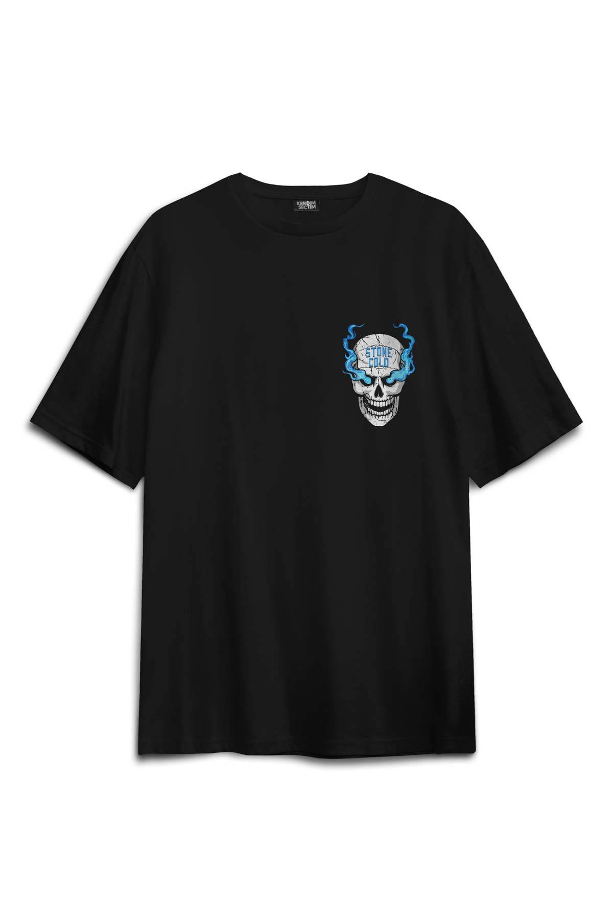 Stone Cold Wwe Fight Gym Spor Dövüş Kısa Kollu Baskılı Siyah Oversize Tişört (1)
