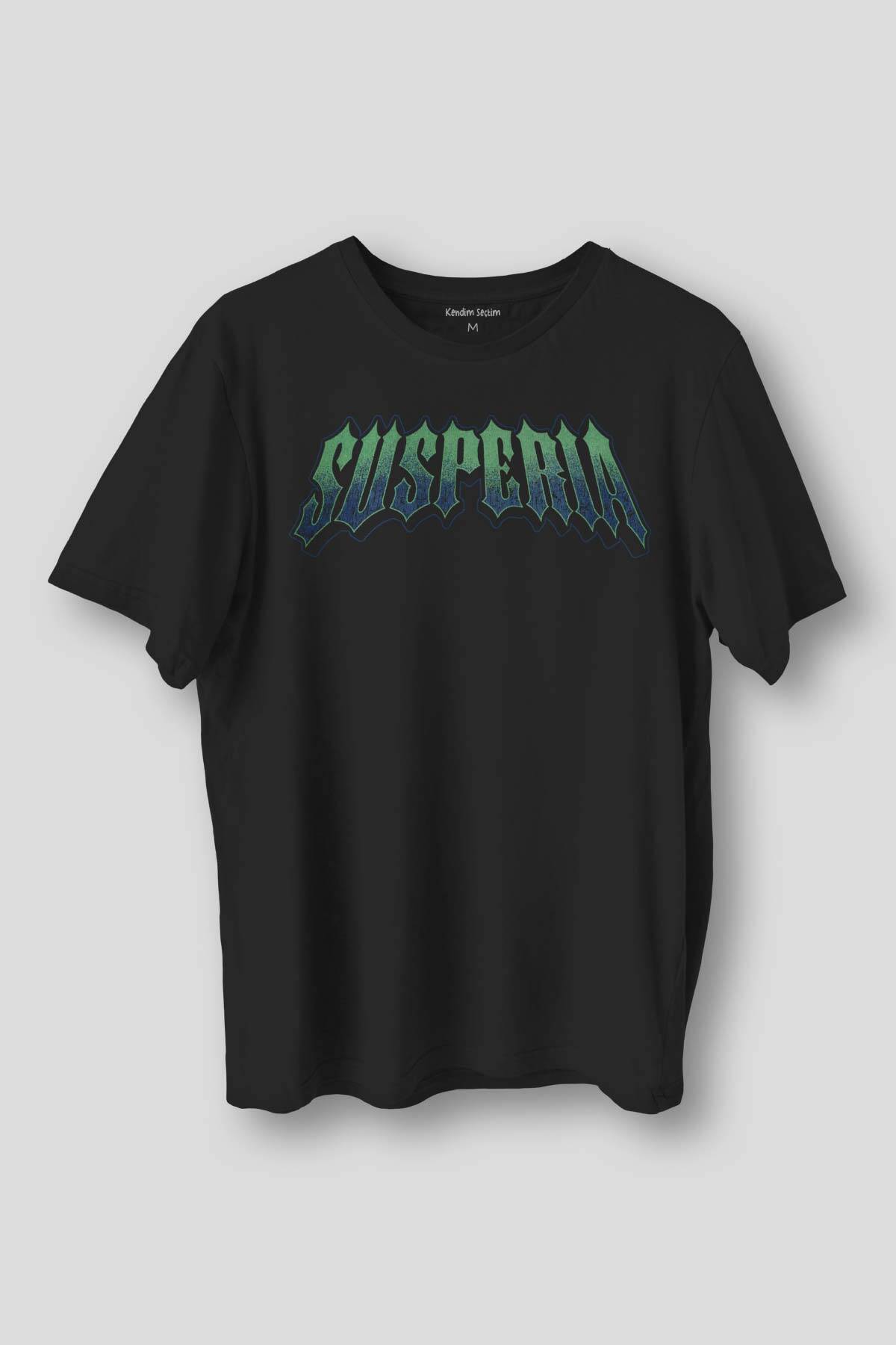 Siyah Tişört Susperia Typography Gothic Y2K Metal Music Gotik Baskılı Unisex T-shirt - 1