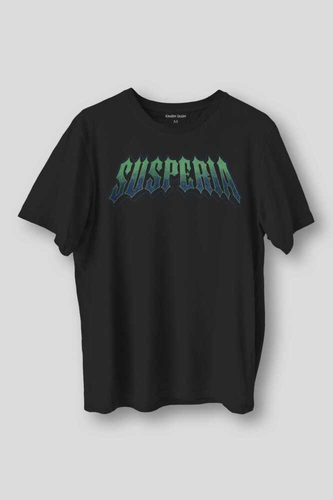 Siyah Tişört Susperia Typography Gothic Y2K Metal Music Gotik Baskılı Unisex