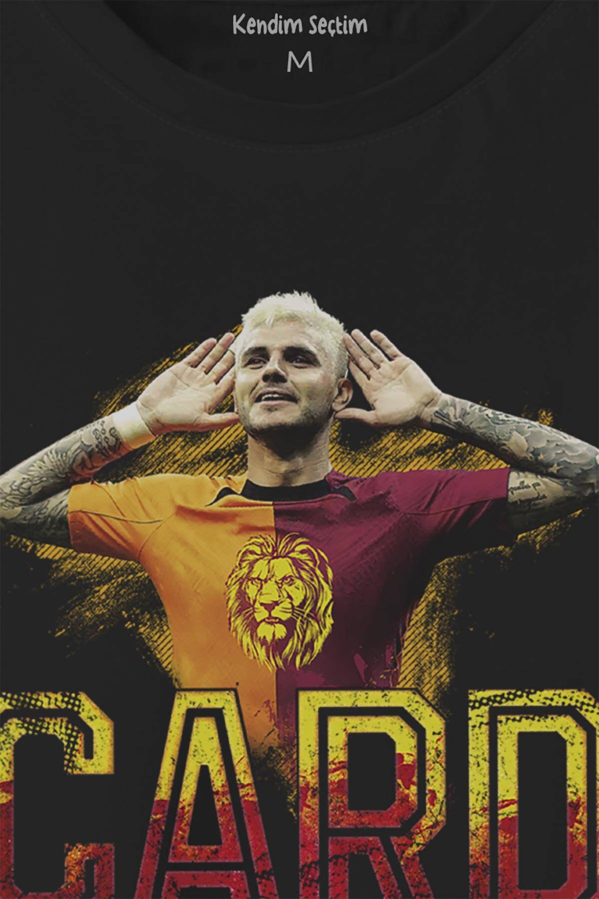 Mauro Icardi Herkes Rütbesini Bilecek Kırmızı Baskılı Siyah Tişört Unisex (1)