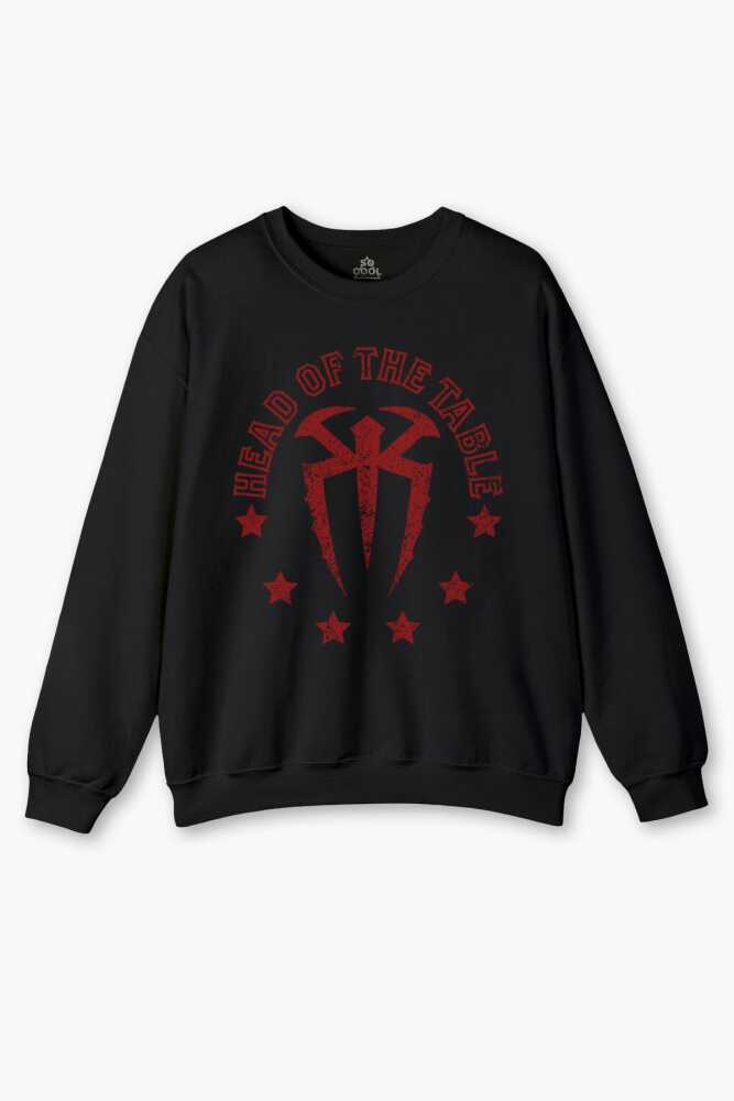 Head Of The Table Roman Reigns Spor Gym Baskılı Siyah Unisex Sweatshirt