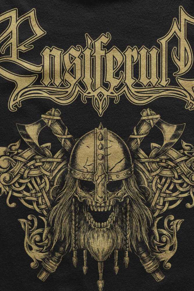 Ensiferum Metal Music Baskılı Siyah Unisex Tişört (1)