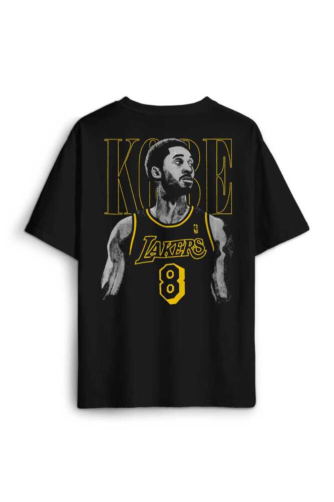 Kobe Bryant Los Angeles No 8 Basketball Sırt Ön Baskılı Siyah Unisex Oversize Tişört