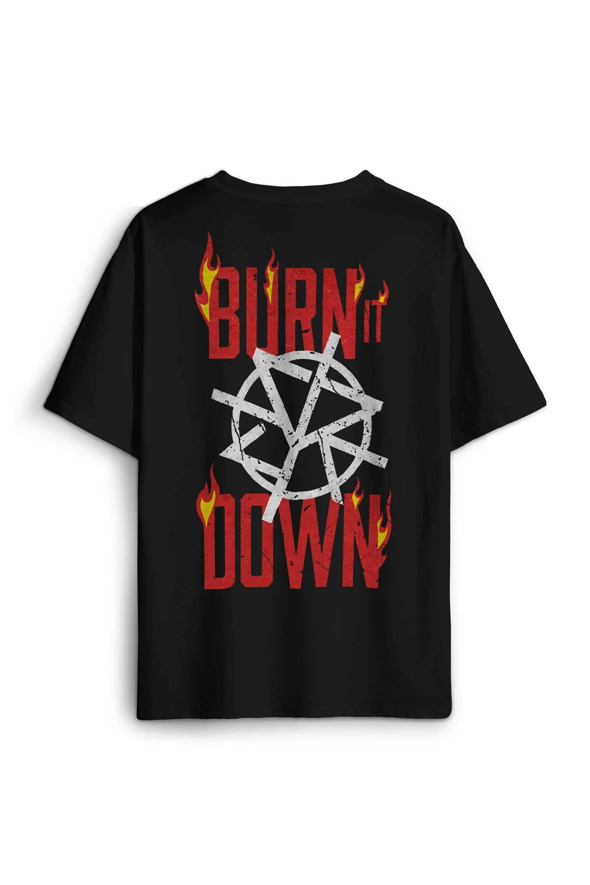 Seth Rollins Burn It Down Wwe Spor Gym Fight Baskılı Siyah Unisex Oversize Tişört