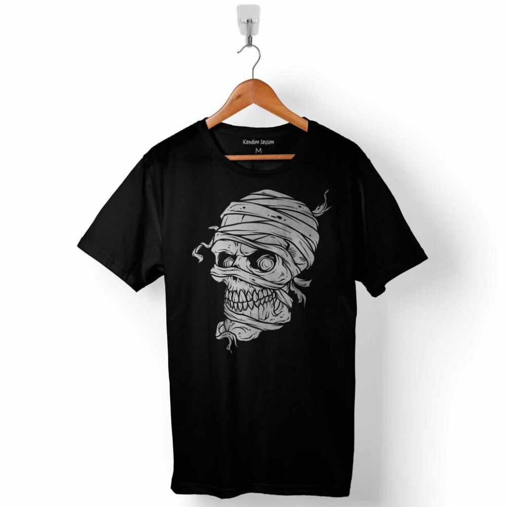 Skull Korsan Kuru Kafa Rock Mumya Baskılı Tişört Unisex