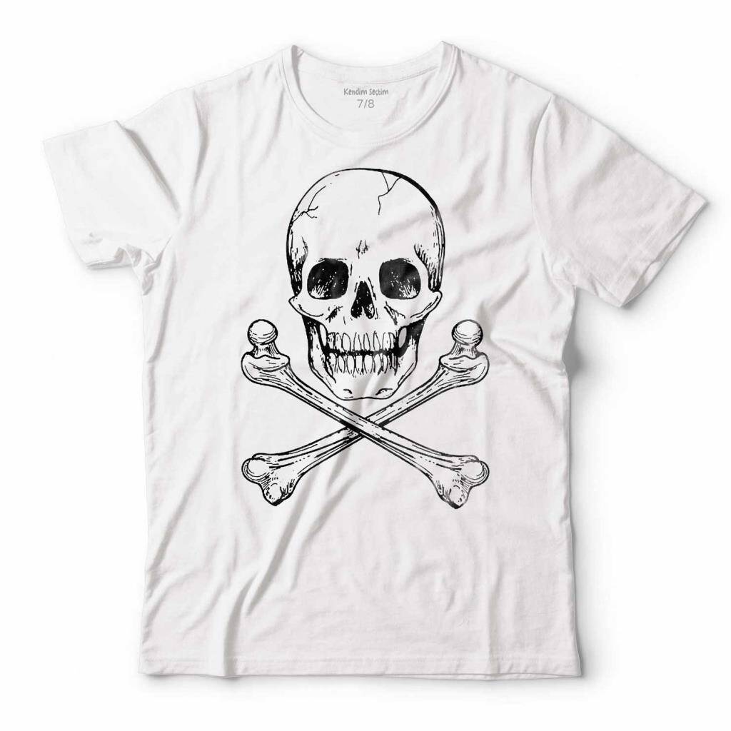 SKULL KURU KAFA İSKELET KEMİK HAYALET ÇOCUK TİŞÖRT - 1