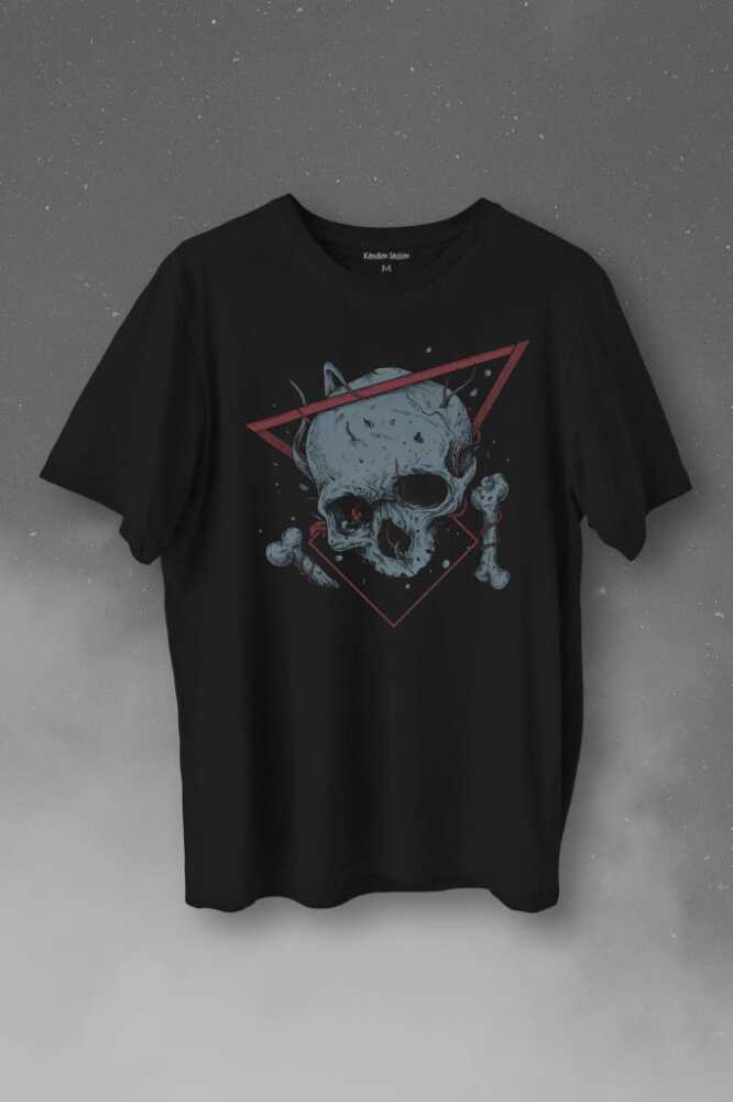 Skull Kuru Kafa Urban Street Culture Minimal Baskılı Siyah Tişört Unisex