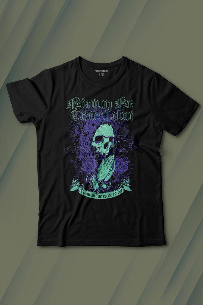 Skull Kurukafa Renkler Latince Urban Street Culture Wear Sokak Baskılı Çocuk Tişört