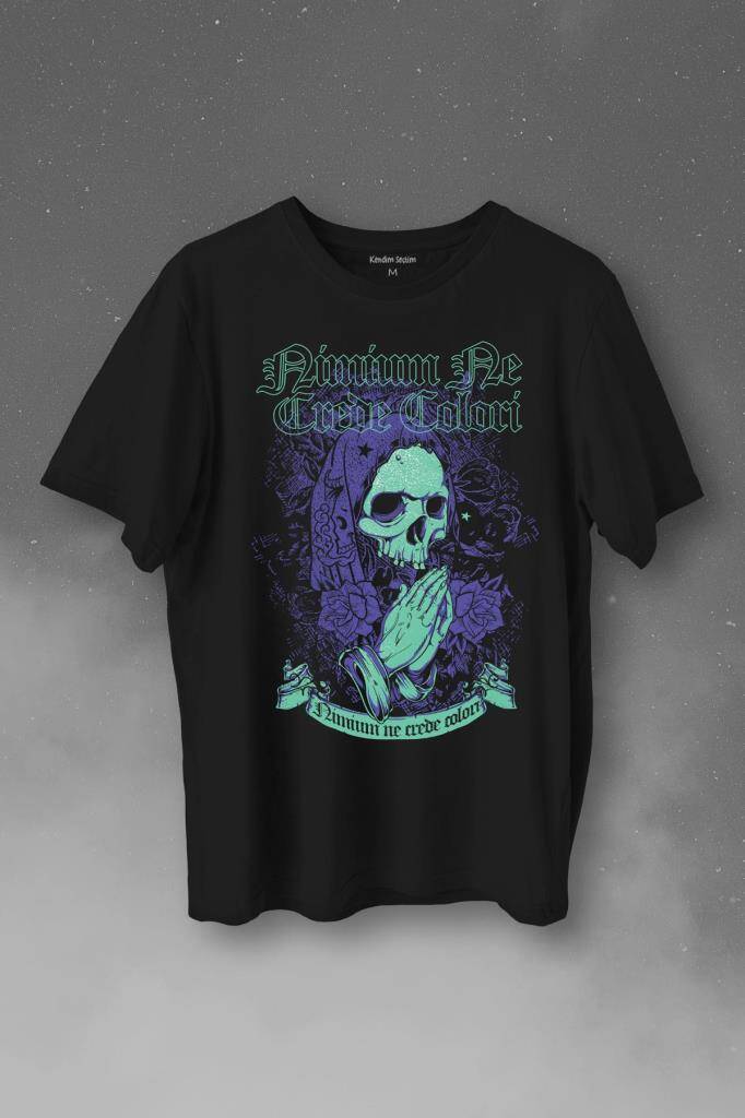 Skull Kurukafa Renkler Latince Urban Street Culture Wear Sokak Baskılı Tişört Unisex
