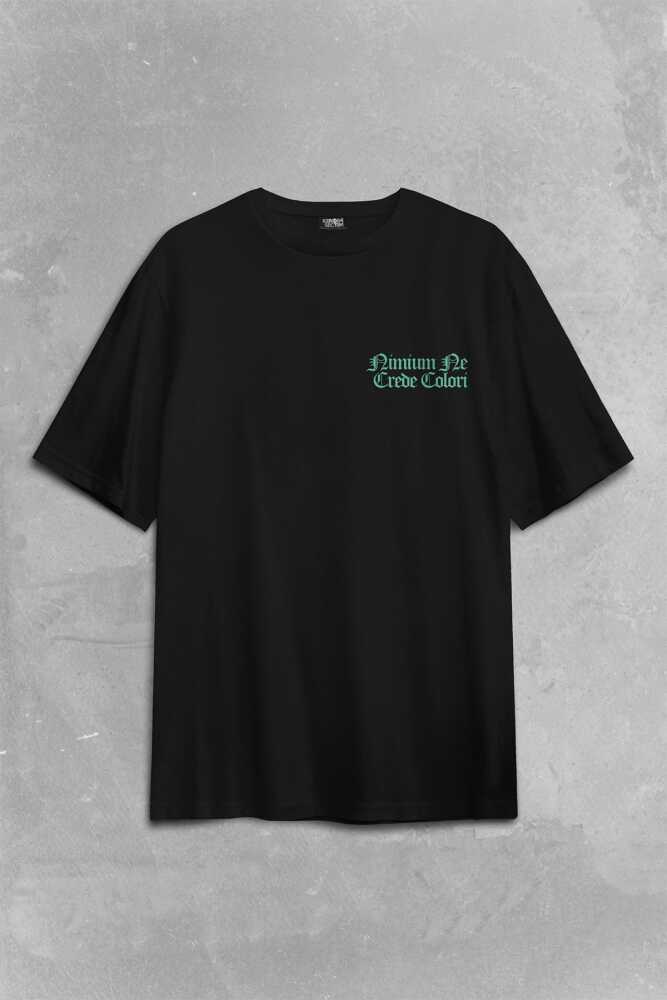 Skull Kurukafa Renkler Latince Urban Street Culture Wear Sokak Sırt Ön Baskılı Oversize Tişört Unisex (1)