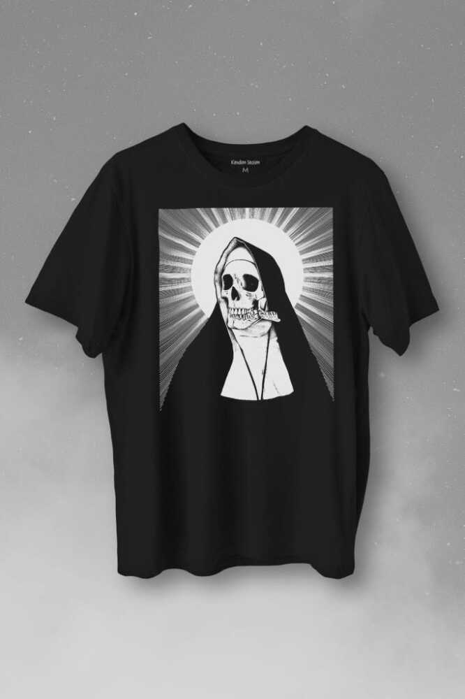 Skull Rahibe Kuru Kafa Gothic Dark Baskılı Tişört Unisex