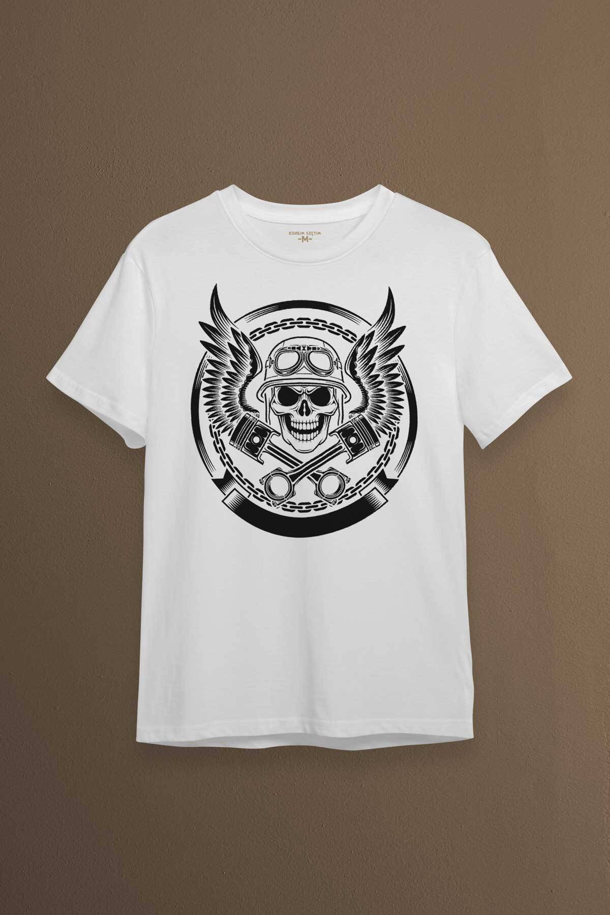 Skull Repair Tamirci Kuru Kafa Baskılı Beyaz Tişört Unisex