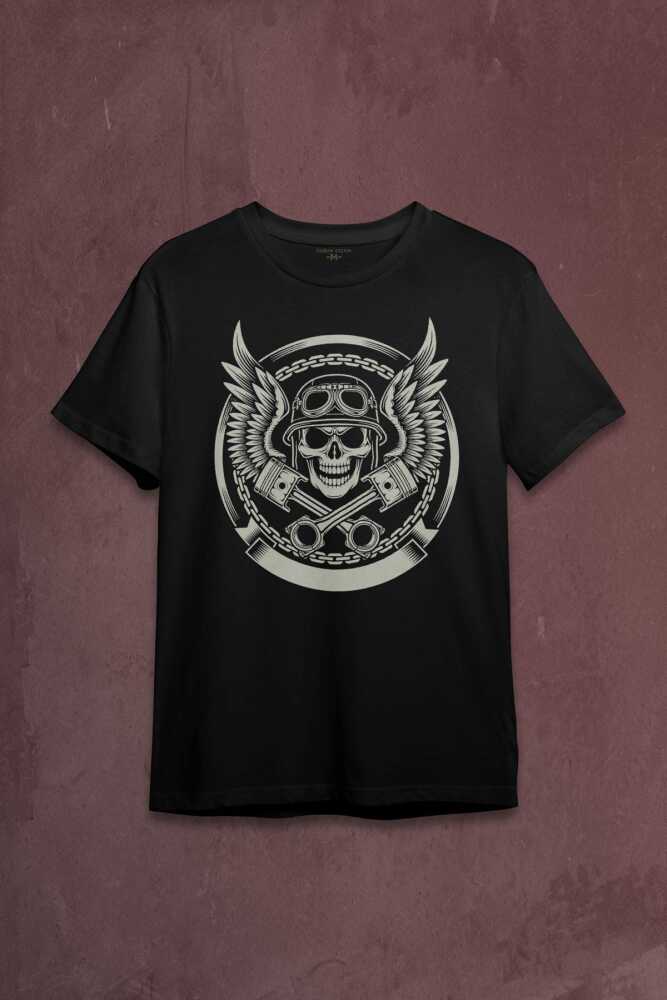 Skull Repair Tamirci Kuru Kafa Baskılı Siyah Tişört Unisex
