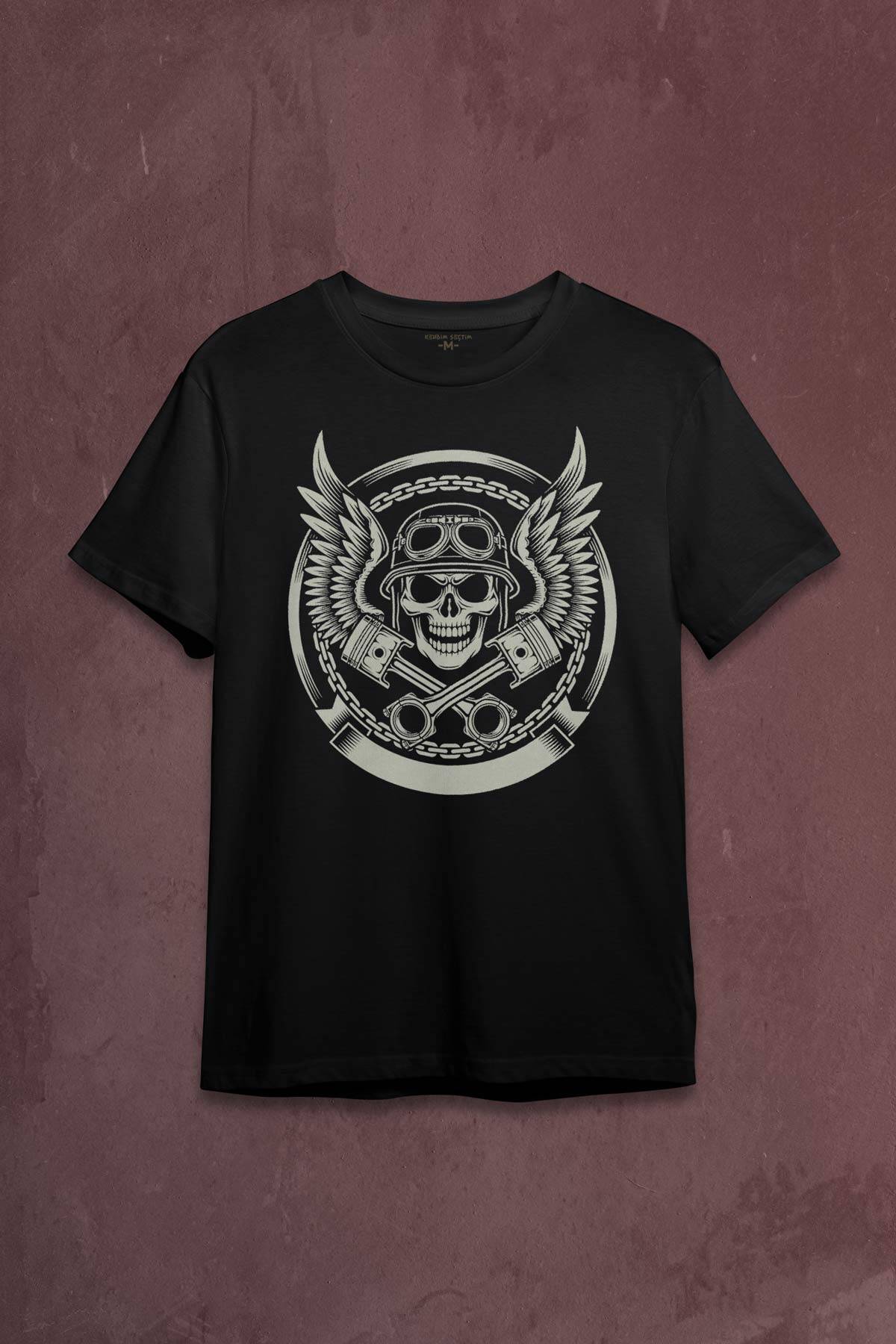 Skull Repair Tamirci Kuru Kafa Baskılı Siyah Tişört Unisex