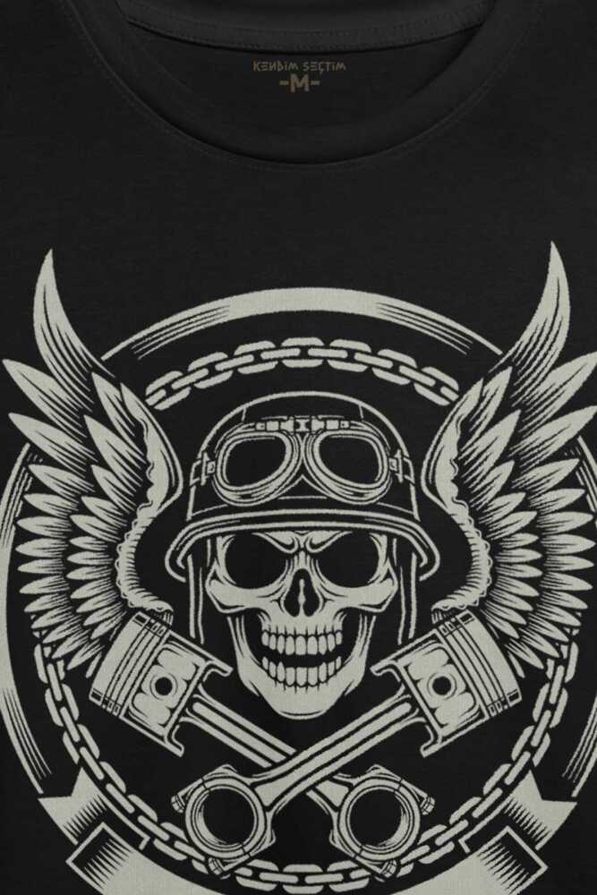 Skull Repair Tamirci Kuru Kafa Baskılı Siyah Tişört Unisex (1)