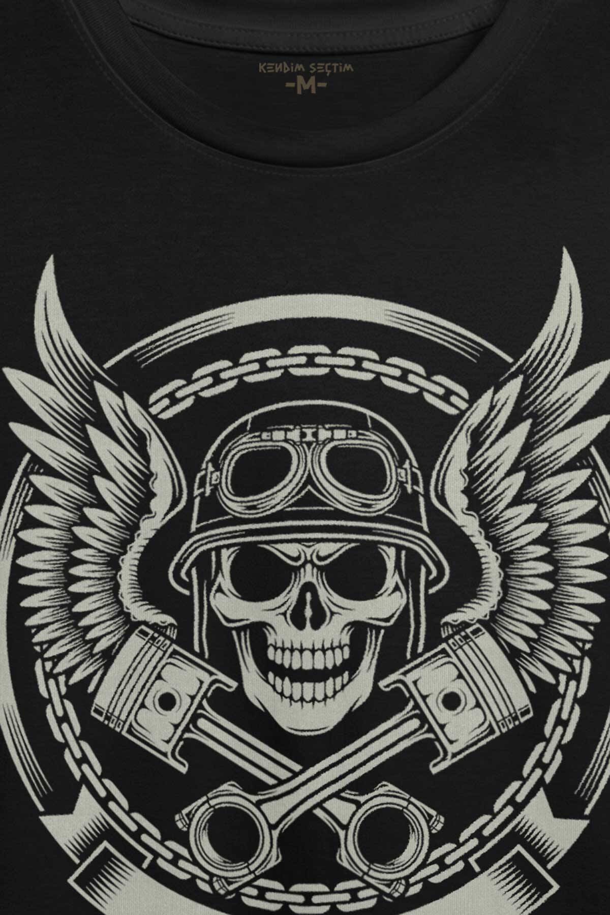Skull Repair Tamirci Kuru Kafa Baskılı Siyah Tişört Unisex (1)