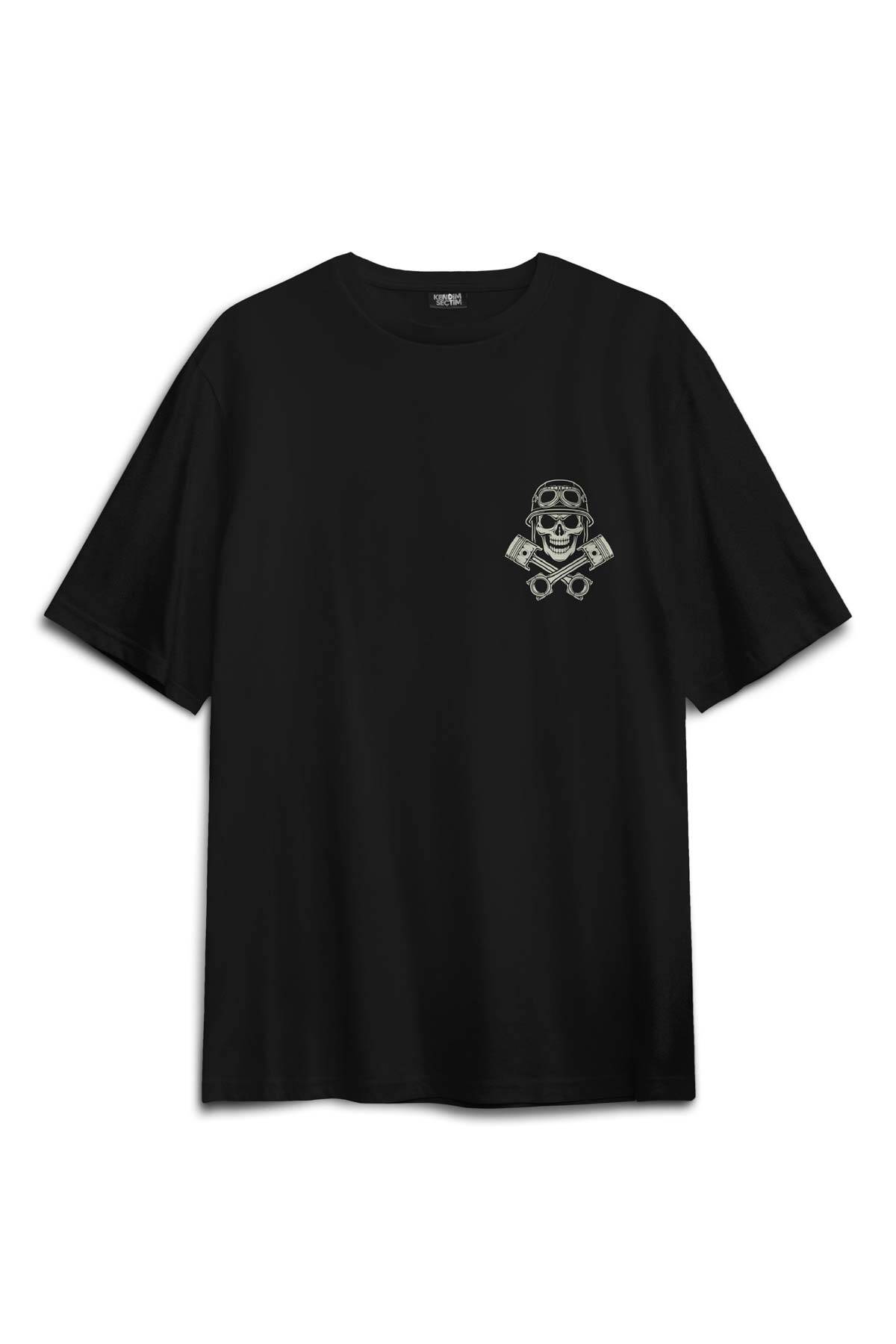 Skull Repair Tamirci Kuru Kafa Sırt Ön Baskılı Oversize Tişört Unisex (1)