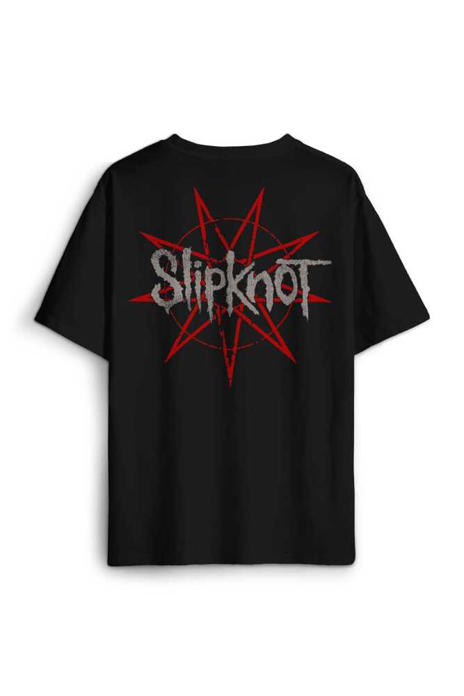 Slipknot Red Star Yıldız Rock Metal Music Baskılı Oversize Siyah Unisex Tişört