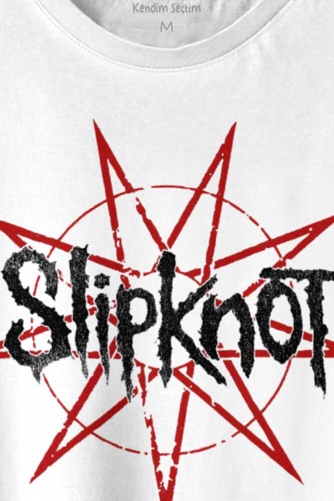 Slipknot Red Yıldız Rock Metal Music Baskılı Beyaz Tişört Unisex (1)