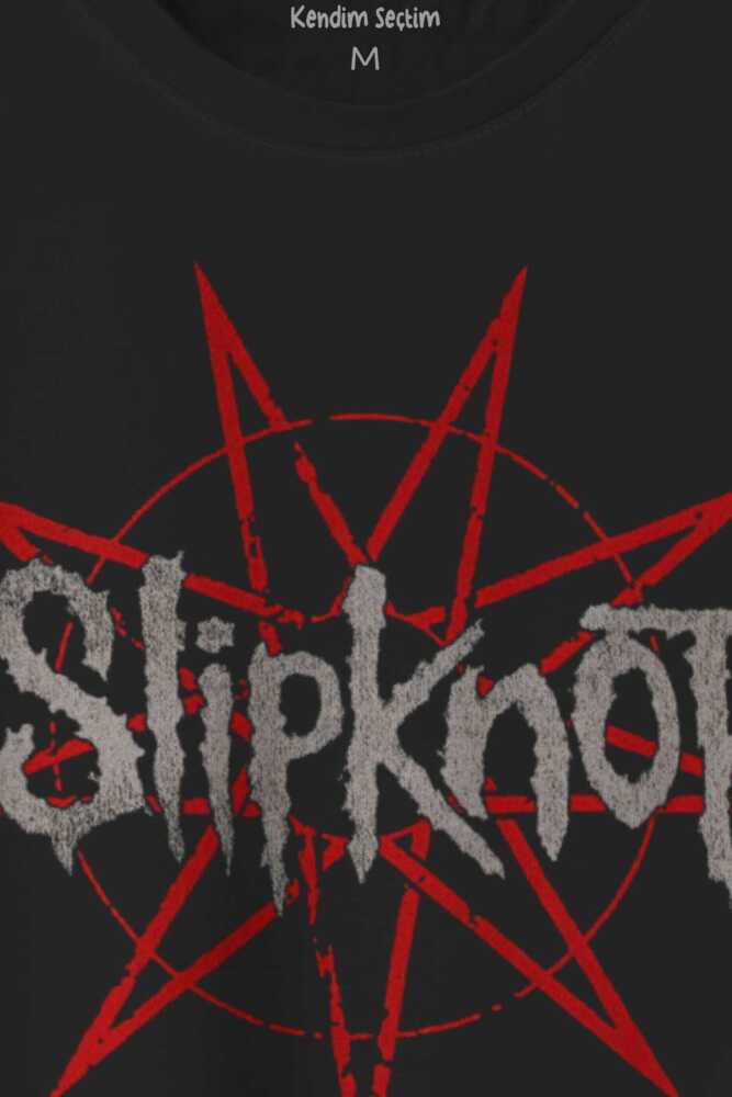 Slipknot Red Yıldız Rock Metal Music Baskılı Siyah Tişört Unisex (1)