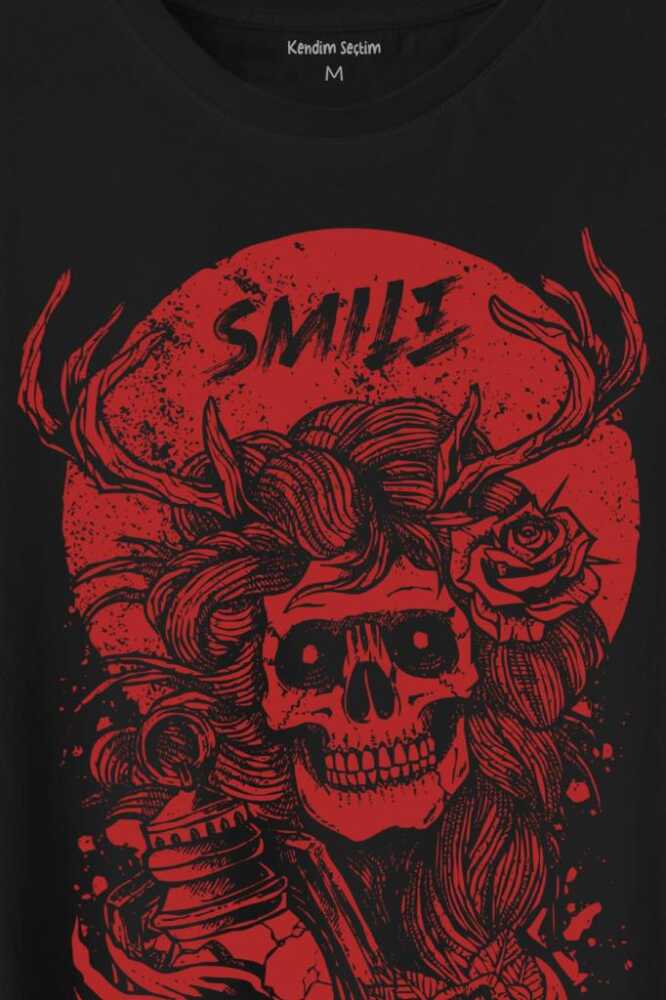 Smile Skull Urban Street Culture Kuru Kafa 2K Baskılı Tişört Unisex (1)