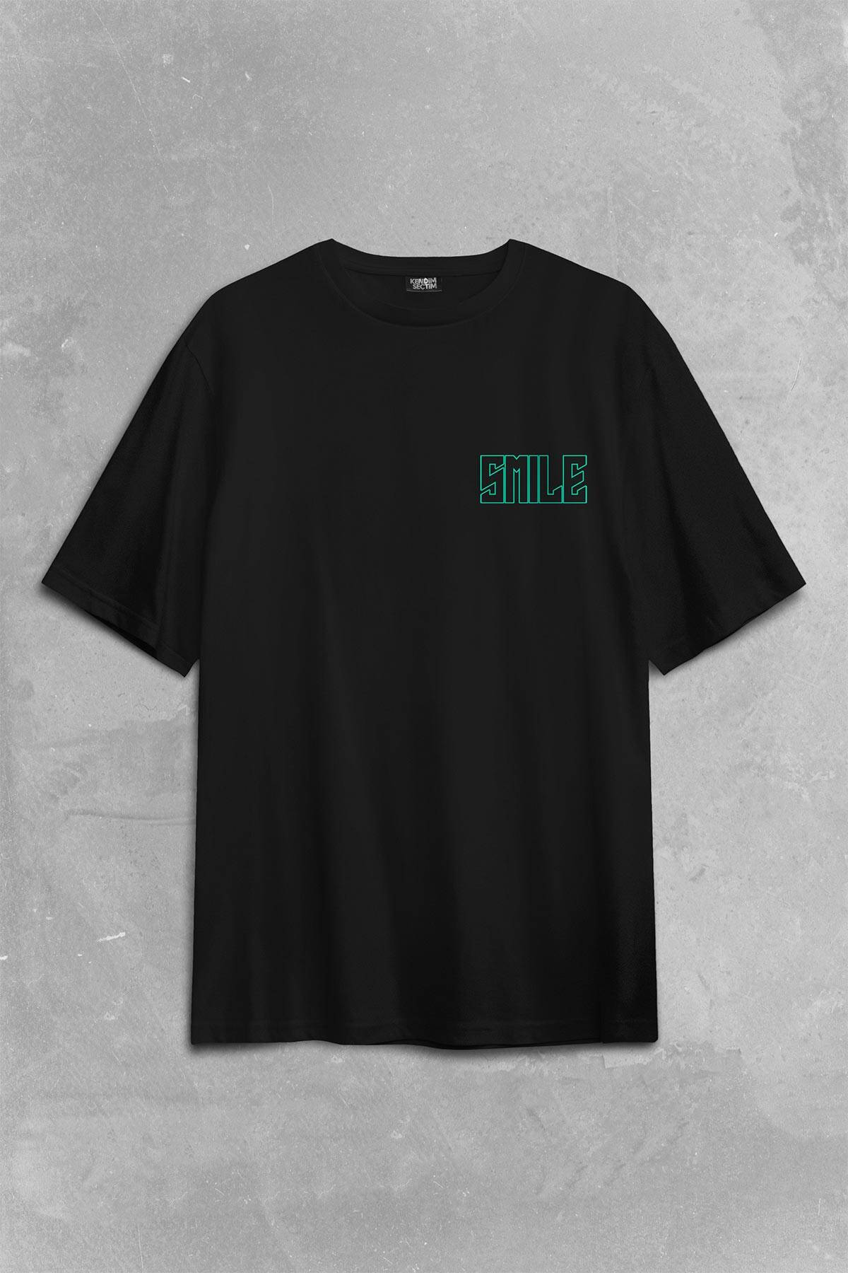 Smile Skull Urban Wear Street Culture Kuru Kafa Y2K Sırt Ön Baskılı Oversize Tişört Unisex (1)