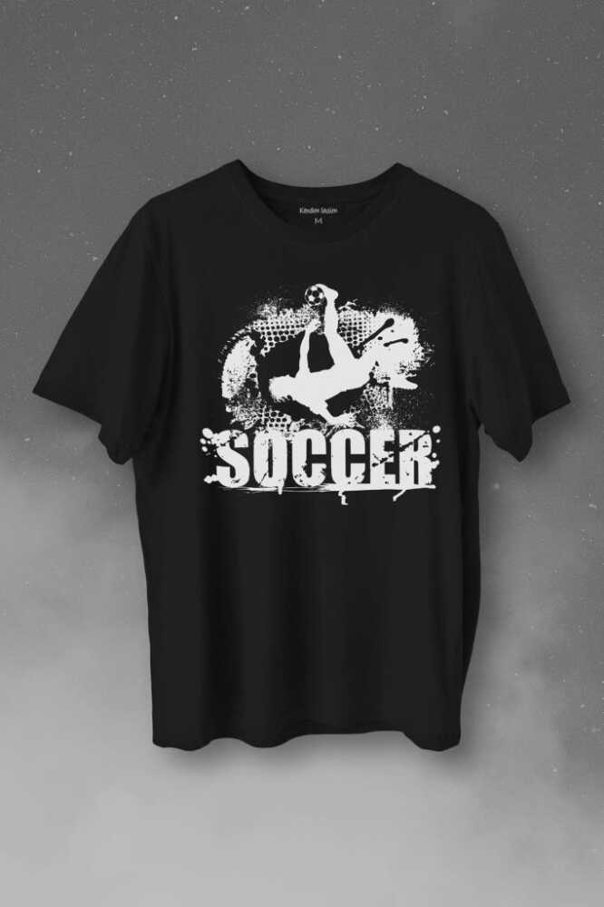Soccer Röveşata Gol Atan Futbolcu Taktik Baskılı Tişört Unisex T-Shirt 