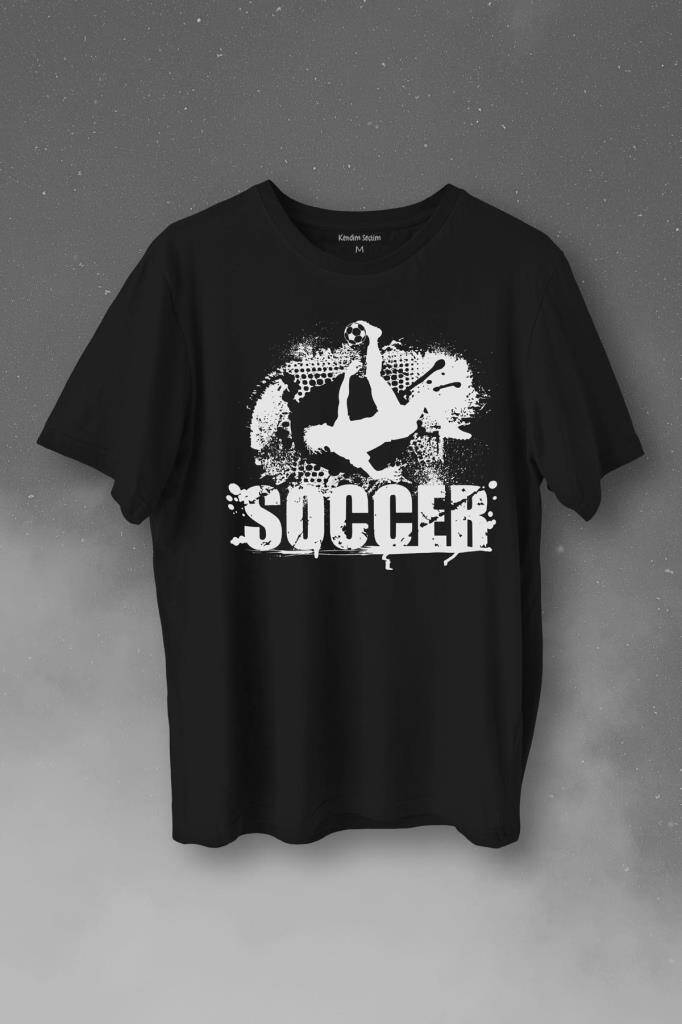 Soccer Röveşata Gol Atan Futbolcu Taktik Baskılı Siyah Tişört Unisex